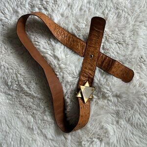 VTG 80s Lorenzi Ostrich Leather Belt with Statement Buckle